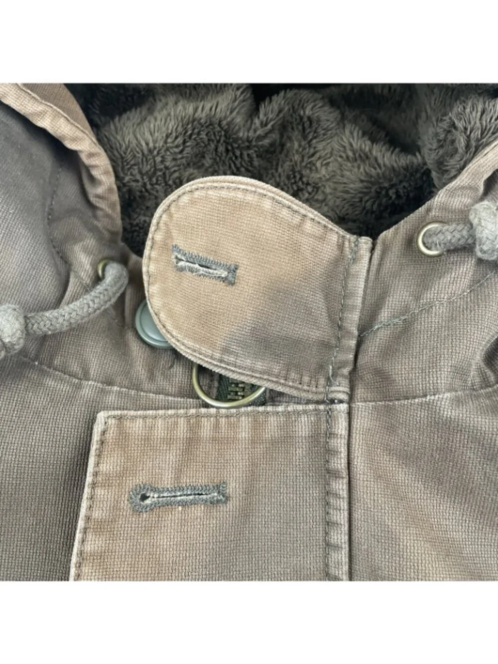 Volcom Rockage Hooded Canvas Jacket Men’s S Faux Fur Lined Work Chore Utility
